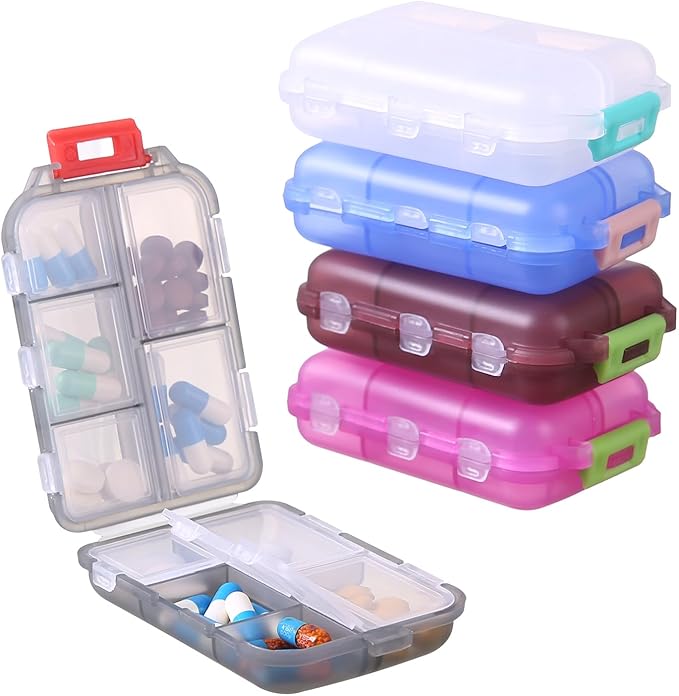1Pack Travel Pill Organizer - 10 Compartments Pill Case, Compact and Portable Pill Box, Perfect for On-The-Go Storage, Pill Holder for Purse White