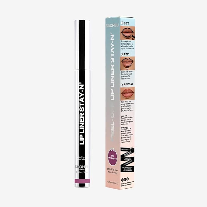 Sacheu Lip Liner STAY-N Peel Off Lip Stain — Long Lasting Waterproof Lip Tint with Hyaluronic Acid & Vitamin E — Transfer Proof Matte Finish, Vegan & Cruelty-Free (PLUMped)