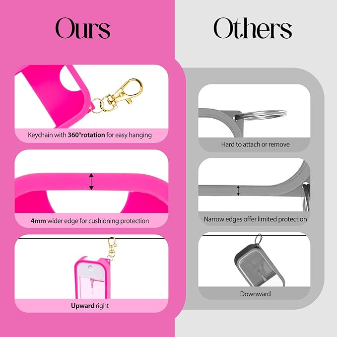 Silicone Case Compatible with Touchland Hand Sanitizer Spray, Protective Case with Keychain for Power Mist and Glow Mist 1 fl oz, Hand Sanitizer Spray Accessory (Hot Pink, 1 Pack)