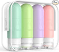 ME.FAN Travel Bottles for Toiletries, TSA Approved 3oz Travel Size Containers, Silicone Squeezable Portable Split Bottle, Travel Accessories for Conditioner, Shampoo, Lotion- 4 Pack Bright