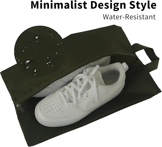 6pcs Portable Shoe Organizer, Travel Pouches with Zipper, Golf Shoe Bags, Clothes Bags, Soccer Cleats Bag, Shoe Pouch for Gym, Waterproof, Odor-Resistant (Dark Green)