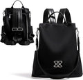 SIRDIKA Women Oxford Cloth Backpack - Anti-Theft Multi-Purpose Large Capacity Oxford Cloth Lightweight Shoulder Bag 3-Way Waterproof Crossbody Bag (Black)