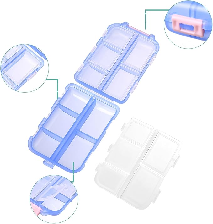 1Pack Travel Pill Organizer - 10 Compartments Pill Case, Compact and Portable Pill Box, Perfect for On-The-Go Storage, Pill Holder for Purse Blue