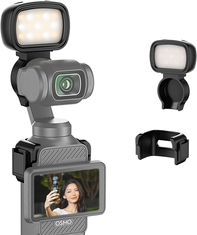 JJC Xtra Muse LED Light Compatible with DJI Osmo Pocket 3, Type-C Rechargeable Mini Video Light, 3 Color Modes/Brightness Adjustable for Pocket3 Selfie Vlog Recording, Lightweight Magnetic