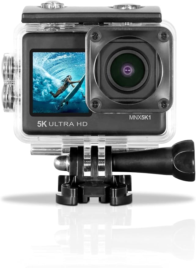 Minolta MNX5K1 5K Ultra HD / 24 MP Action Camera Kit + 32GB Memory Card + Cleaning kit + Diginerds 50 in 1 Go Pro Accessory Pack - Black