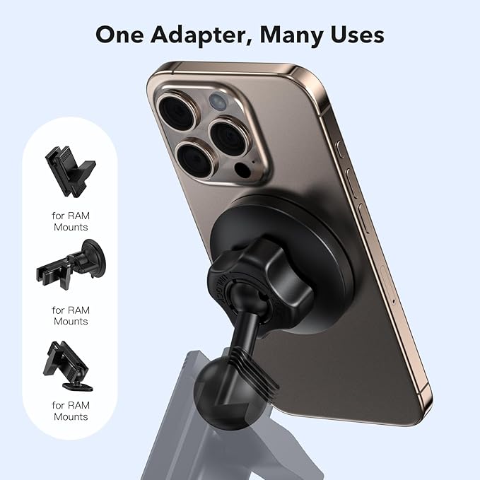 1-Inch B Size Ball Magnetic Phone Mount – Compatible with RAM Bases, Strong Magnet Car Holder for MagSafe and Metal Plate Phones, Dashboard Installation