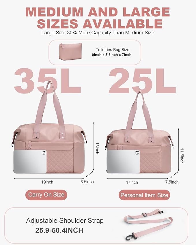Pritent Travel Duffle Bag, Waterproof Weekender Overnight Hospital Bags for Women Men with Toiletry Bag Lightweight Carry on Personal Item Duffle Gym Bag for Travel, Airplanes, Sports