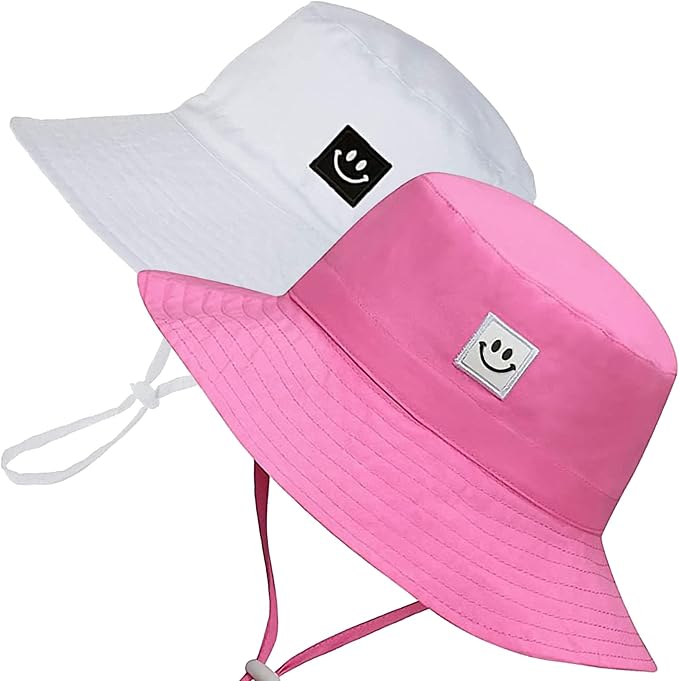55cube UPF 50+ Baby & Toddler Sun Hat, Wide Brim Infant Bucket Hat for Beach & Outdoors, Adjustable Fit for Ages 0-4 Years