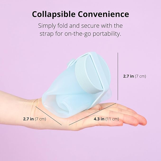 BLUE GINKGO Collapsible Water Bottle [2-Pack] – Lightweight, Foldable Silicone Bottles for Travel, Hiking, and Camping (16.9oz, Made in Korea, Blue)