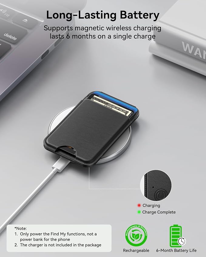 TWZKG for MagSafe Wallet, Works with Apple Find My,5 Card Holder with Stand, Magnetic Phone Wallet for iPhone 17/16/15/14/13/12 Pro Max Plus Air, RFID Blocking Vegan Leather,Black