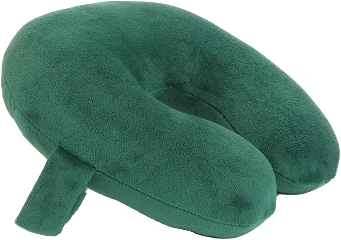Wolf Essentials Kids Travel Neck Pillow - Cozy Soft Microfiber, Compact Design for Airplane, Car Seat, or Toddler Travel Support – Hunter Green