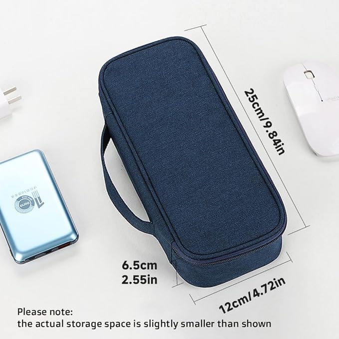 Teskyer Tech Organizer Pouch – Portable Waterproof Electronics Bag with Compartments for Cables, Chargers, Earbuds & Phone (Navy Blue)