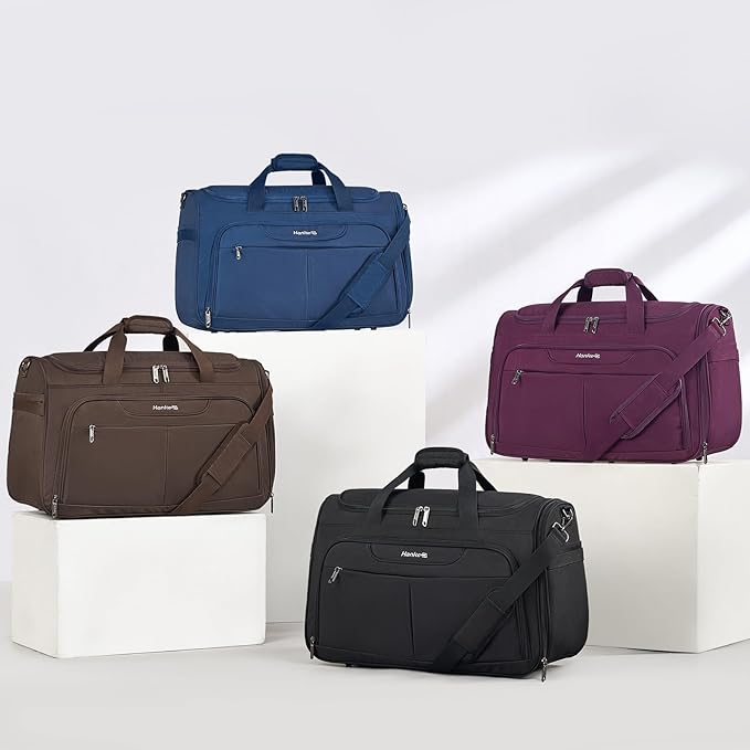 Hanke Carry On luggage Bags for Travel, Large Foldable Duffle Bag for Travel, Softside Lightweight Travel Bag Carry On Bags for Airplanes Women, Travel Tote Bags for Women Men.（Purple）