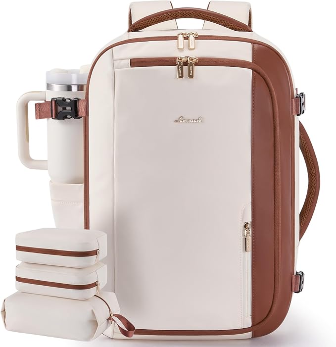 LOVEVOOK 40L Travel Backpack for Women,Carry on Luggage Backpack Flight Approved with 3 Packing Cubes,Waterproof Personal Item Travel Bag fits 17 Inch Laptop,Overnight Weekender Business Daypack