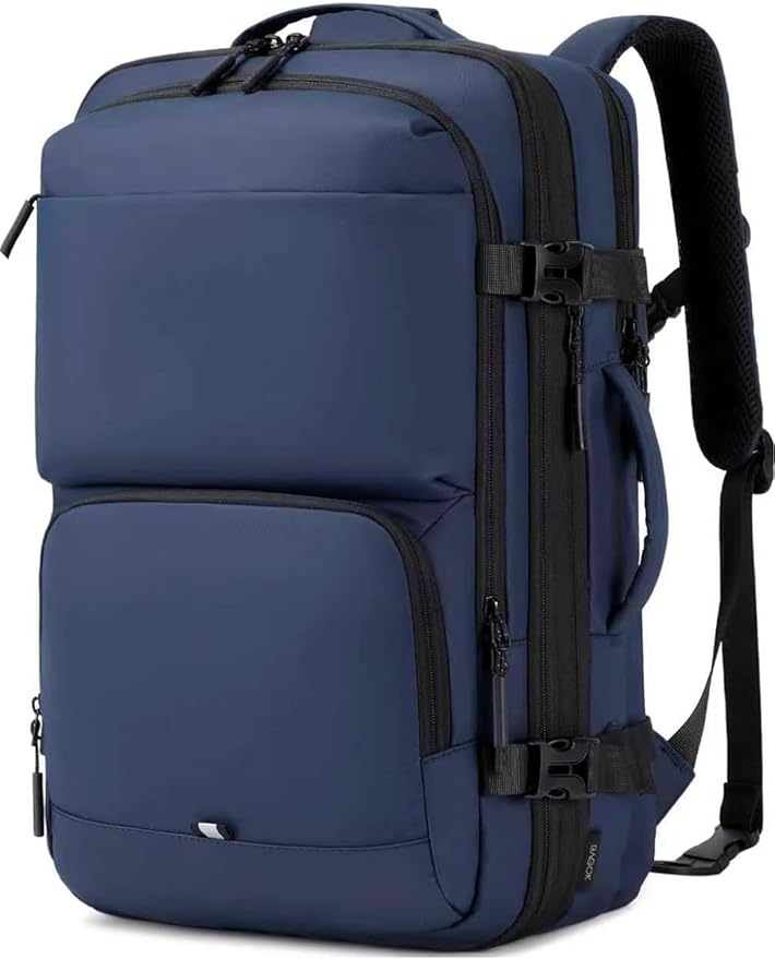 BAGOK Carry On Travel Backpack, 35L-40L Expandable Extra Large Airline Approved,Lightweight Daypack for Men and Women（Blue）