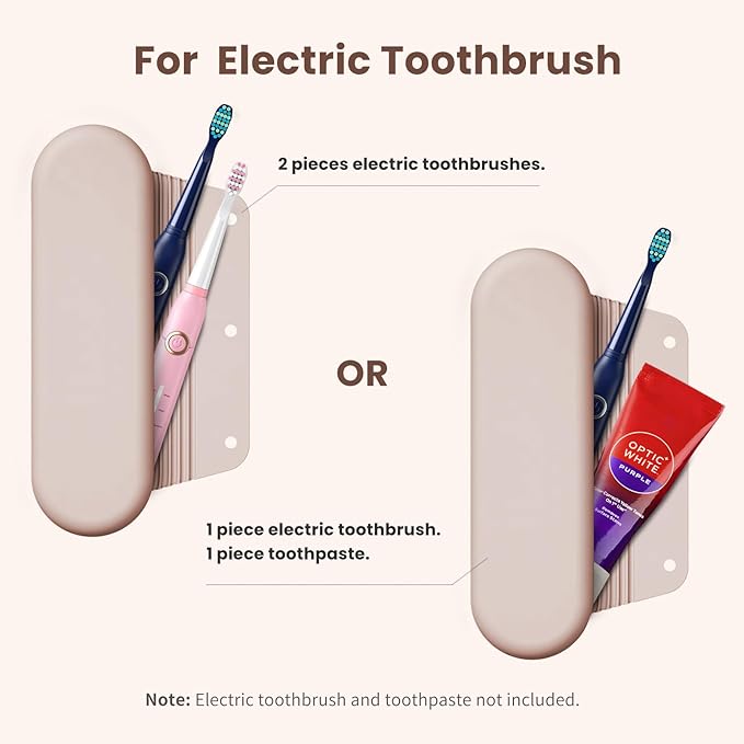 Silicone Electric Toothbrush Travel Case, Manual Toothbrush Travel Cover for Men and Women,Toothbrush Holder for Travel,Gym and More, Fits Most Manual and Electric Toothbrushes - Sand Pink