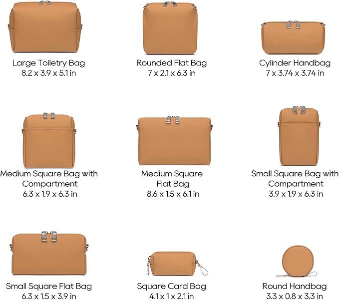 Joyway 10-Piece Travel Makeup Bag Set – Large Capacity Cosmetic Bags for Women & Girls, Waterproof Portable Toiletry Organizer with Adjustable Strap (Brown)