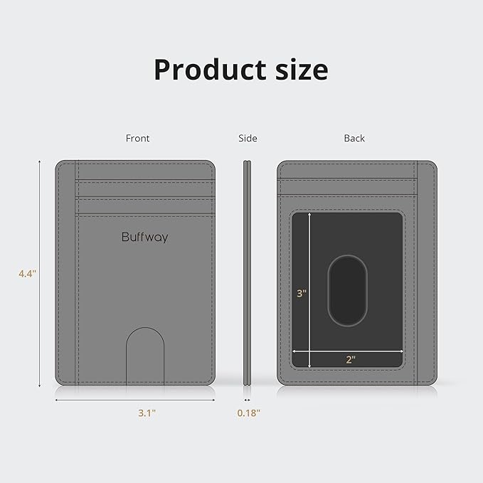 Buffway Slim Minimalist Front Pocket RFID Blocking Leather Wallets for Men and Women - Alaska Pink