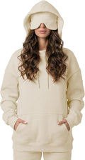 Ainangua Womens Oversized Pullover Essentials Hoodie with Eye Mask Comfor Airplane Mode Travel Office Vacation Sweatshirt