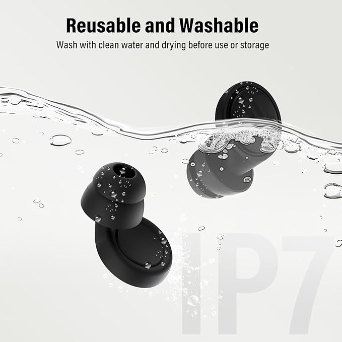 Ear Plugs for Sleeping Noise Cancelling - 35dB Reusable Ear Plugs with 7 Eartips and Carry Case - Flexible Hearing Protection - Replaceable Single/Double Eartips for Sleep, Focus, Travel, Work