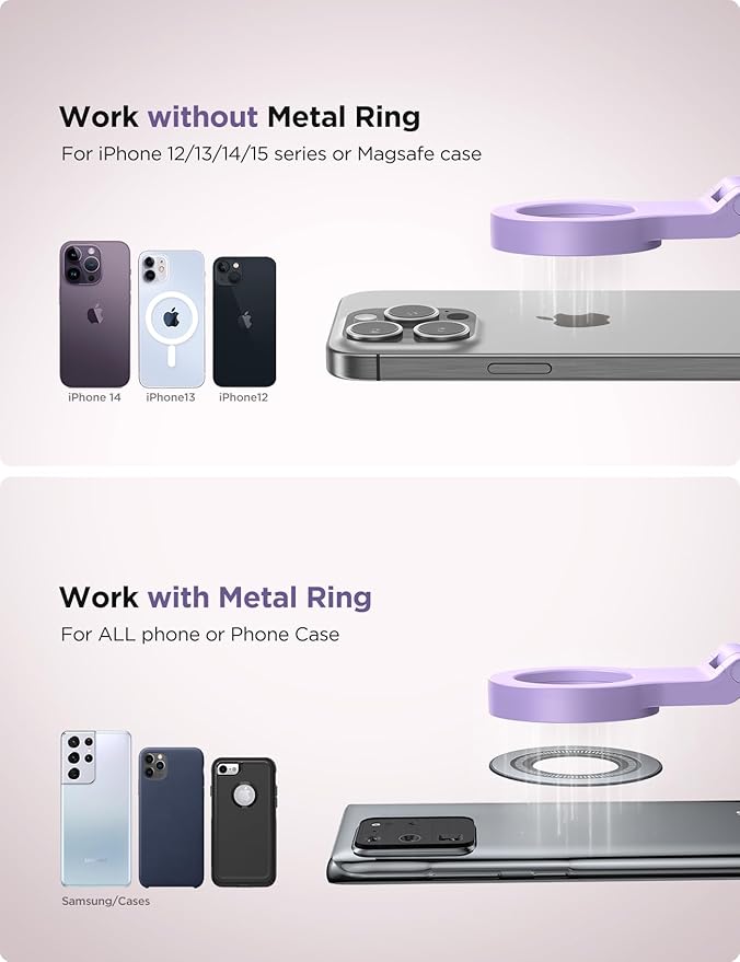 JOYROOM for Magsafe Airplane Phone Holder Travel Essentials, [Flexible Rotation] Hands-Free Plane Phone Hount, Airplane Travel Essentials for iPhone 15 Pro Max 14 13 12 Series Purple