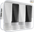 Travel Bottles Leak Proof,3 oz TSA Approved Silicone Squeezable, Refillable Containers Set for Toiletries Shampoo Conditioner Lotion (travel bottles black)