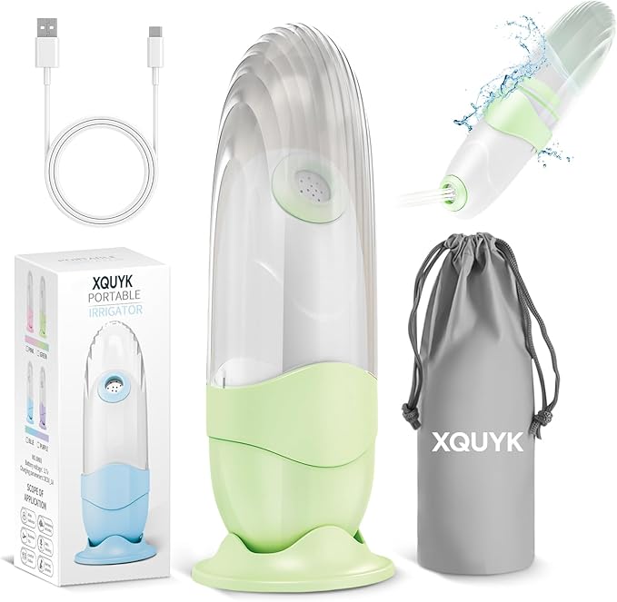 Portable Bidet for Travel Mini Handheld Bottle-Ready Jet Sprayer, Type-C Rechargeable with Gentle & High-Pressure Modes, On-The-Go Camping Toilet Hygiene for Women, Men & Babies（Green）