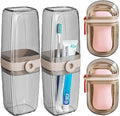 4 Pack Travel Soap Case and Toothbrush Travel Case Portable Soap Holder Toothbrush Holder with Cover Leakproof Soap Container for Trip Bathroom Camping Gym Outdoor (clear grey)