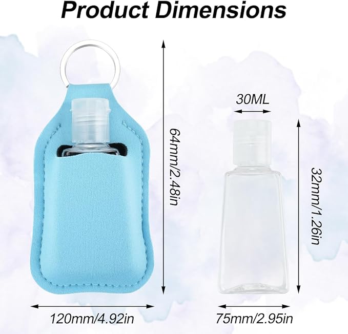 83Pcs Hand Sanitizer Holder Set, 40 Pcs Hand Sanitizer Holder Keychains & 40 Reusable Flip Cap Travel Bottles (30ml/1oz), 3 Funnels, For Travel, Vacation, Camping, Picnic, Party, Home, Office