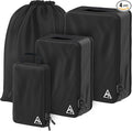 Well Traveled 4 pcs Compression Packing Bags Cubes Set with HybridMax Double-Capacity Design - Packing Cubes for Travel Compression to Maximize Limited Luggage Space, Black