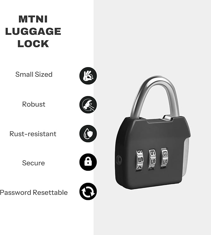 Small Combination Lock, 3 Digit Combo Luggage Locks, Travel Lock with Code, Small Padlocks for Suitcase, Backpack, Zipper, Bag, Tool Box, Diary, Mini Locker (Black+Blue, 2-Pack)
