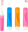 Travel Toothbrush 3 PCS Travel Toothbrush Set Mini Portable Toothbrushes Soft Travels Size Toothbrushes Kit Small Foldable Tooth Brush with Case Cover for Home Camping Hiking Individually Wrapped