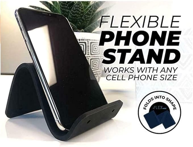 iFLEX Mini Flexible Phone Holder for Travel, Work and Home – This Travel Cell Phone Stand is The Perfect iPhone Holder and Works with Any Smartphone – Non-Slip Grip, Strong and Durable - Classic Blue