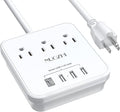 Cruise Essentials, NUOZHI 6 Ft Power Strip with 3 Outlets and 4 USB Ports(1 USB C), Non Surge Protector for Cruise Ship, Travel, Home Office, ETL Listed, White