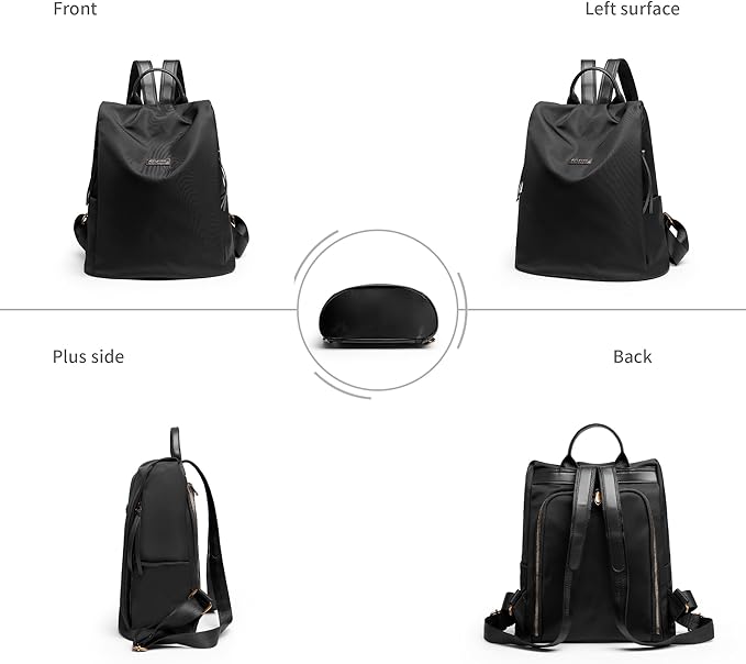 Women's Backpack Purse Nylon Anti-theft Water Resistant Lightweight Small Shoulder Bags for Travle Cute Fashion Computer Bag for Work Daily Laptop Backpack Ladies Black
