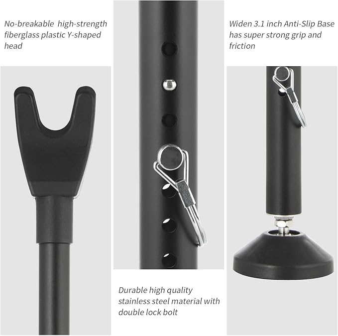 2 Pack Door Stoppers Security Bar, Heavy Duty Sliding Door Lock, Adjustable 21"-49" Safety bar for Sliding Glass, Hinged Doors, Window & Patio, Door Jammer for Home, Apartment, Hotel, Travel (Black)