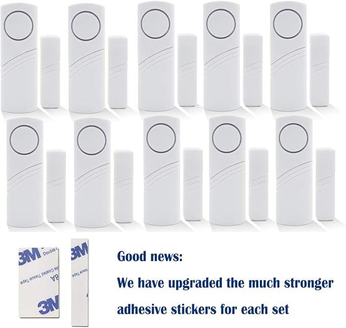 Home Security Alarm System DIY Kit - Magnetic Sensor - Guardian Protector - Window Glass Vibration Security Burglar Alarm for Homes, Cars, Sheds, Caravans, Motorhomes - Price Xes (Set of 10)