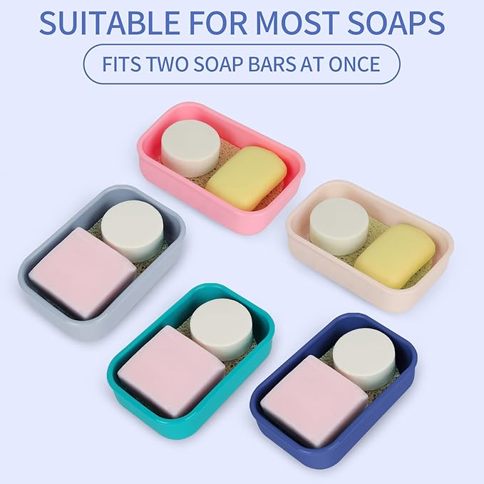 Leak Proof Soap Case,Large Silicone Travel Soap Holder,Portable Soap Box with Drainage Layer,Bathroom Shatter Proof,Suitable for Travel, Bathroom, Camping, Gym(Dark Blue)