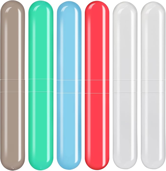 6 Pack Travel Toothbrush Case Breathable Portable Toothbrush Holder Plastic Toothbrush Cover Container for Couples Valentine Gifts, Traveling, Bathroom, School, Home, Business, Camping