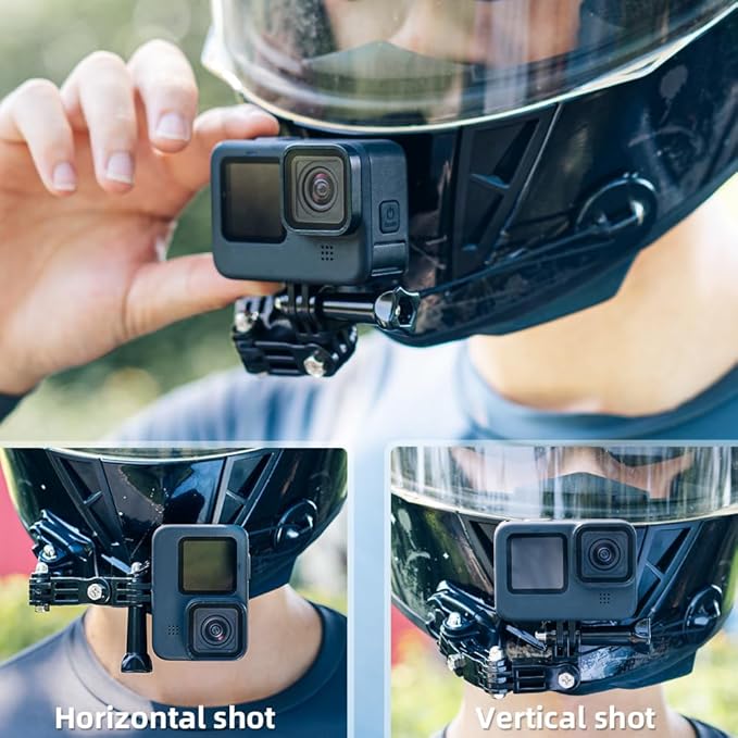 SUREWO Motorcycle Helmet Chin Mount Kits Compatible with GoPro Hero 13 12 11 10 9 8 7 6 5 Black,DJI Osmo Action 5 pro/4/3/2/AKASO/Campark/YI Action Camera,Insta360 Camera and More