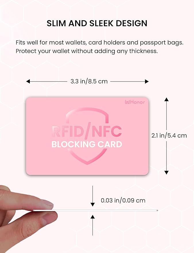 WHonor RFID Blocking Card 6 Pack, One Card Protects Entire Wallet for Women, Credit Debit Card Protector, Anti-Theft NFC Contactless Blocker