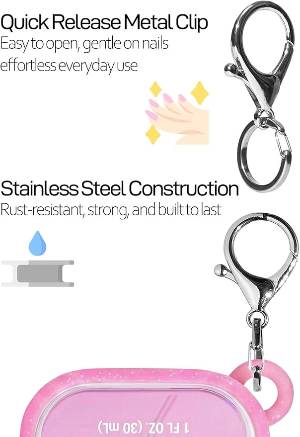 Silicone Bow Case Compatible with Touchland Hand Sanitizer Spray 1 oz (30 mL), Cute Holder with Keychain Clip, Gift for Girls