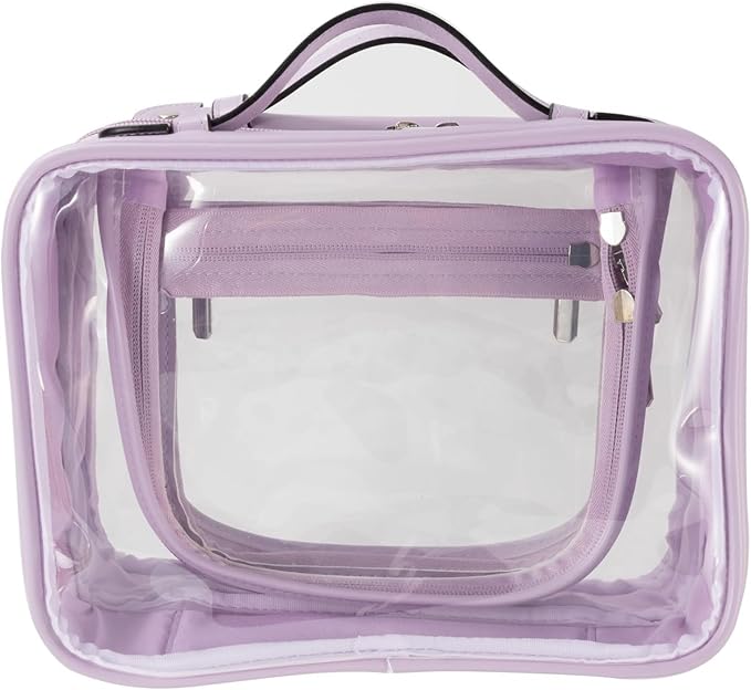 SANHECUN traveling toiletry case clear cosmetics case makeup bag (Purple, Small)