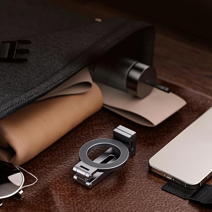 Universal Magnetic Phone Holder Travel Essential Flexible Rotation Hands-Free Airplane Phone Mount for Smartphone Gray