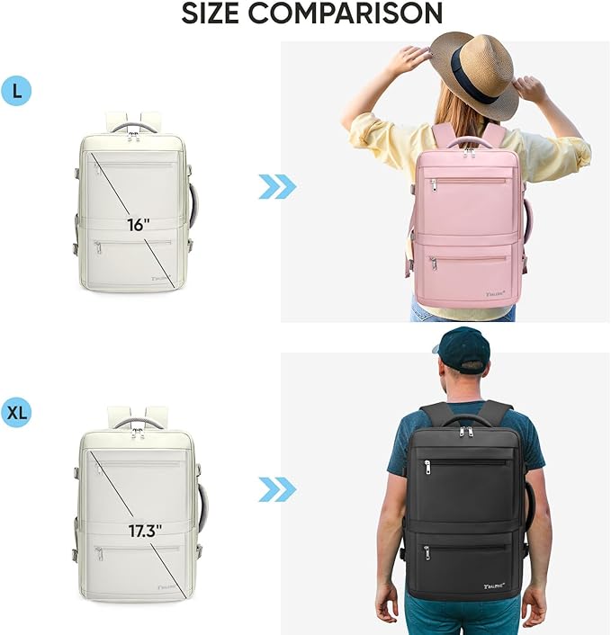 BALEINE Travel Backpack for Women Men, Large Sturdy Carry On Laptop Backpack Gifts for Business, Casual, Weekender, Hiking (XL, Beige)