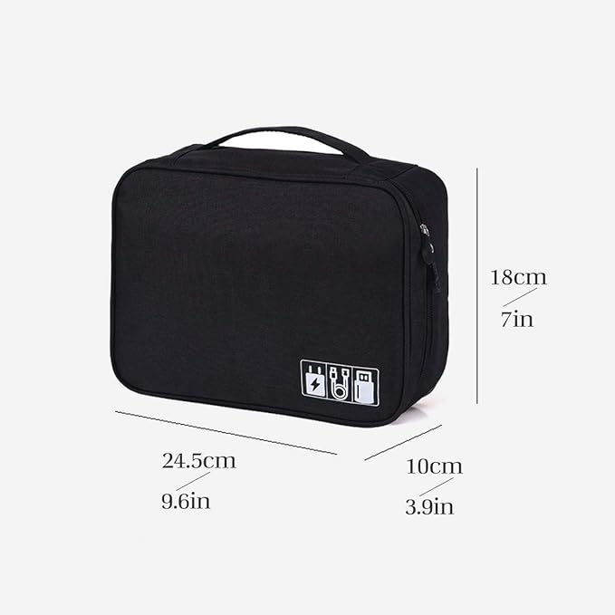 OrgaWise Electronics Organizer, Electronic Accessories Bag Travel Cable Organizer Three-Layer for iPad Mini, Kindle, Hard Drives, Cables, Chargers