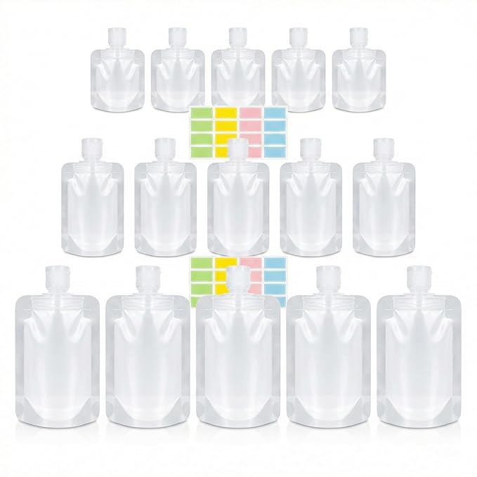 17 Pack Travel Pouches for Toiletries – TSA Compliant Leak Proof Refillable Liquid Pouches, Flat Travel Bottles for Shampoo Lotion Soap, Carry On Travel Containers 30ml 50ml 100ml
