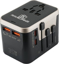 35W Worldwide Travel Adapter, 4-in-1 International power adapter with 2 USB-C & 2 USB-A Ports, All-in-One AC Outlet for US/EU/UK/AUS/Asia - Fast Charging Travel Plug Adapter (Black)