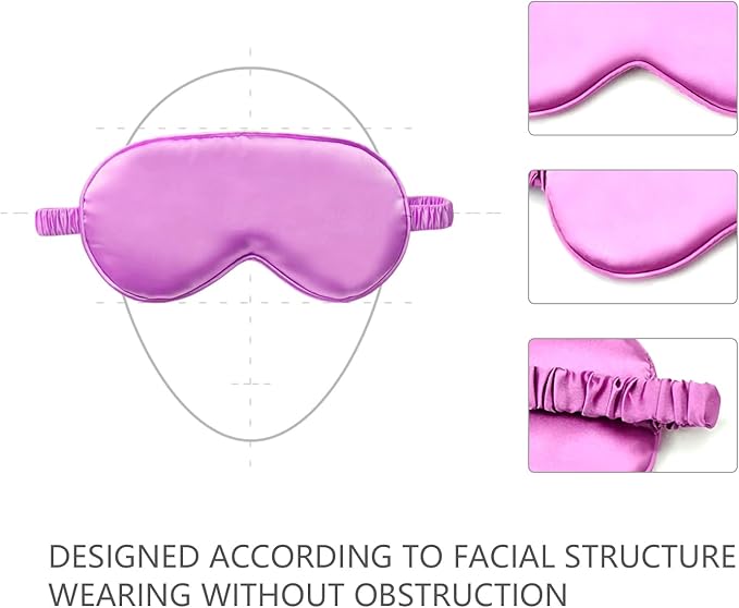 Silk Sleeping Mask, Silk Eye Mask with Adjustable Strap, Sleeping Aid Blindfold for Nap, Sleep Mask for Women to Full Night's Sleep, Travel and Nap.(1 Pack,Purple)