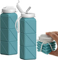 BEAUTAIL Collapsible Water Bottles with Straw 20.6oz, Silicone Foldable Portable Water Bottle, BPA-Free, Leakproof Reusable for Travel Camping Hiking Cycling Yoga Sports, 1 Pack (Blue)